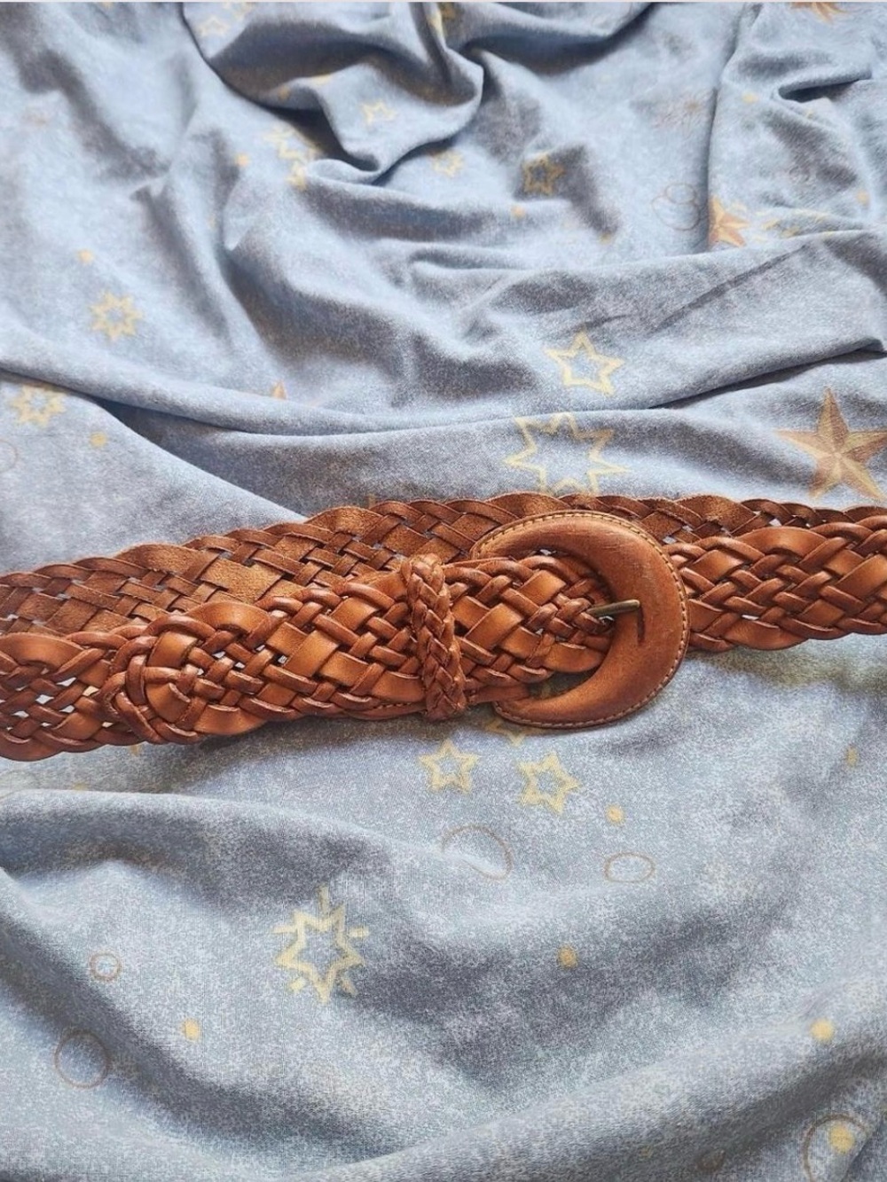 Ann Taylor Braided Leather Belt in Cognac Brown